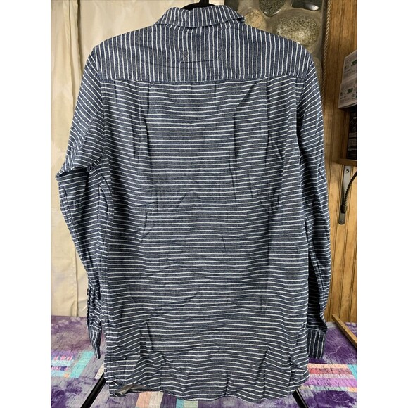 Duluth Trading Mens Small Free Swingin Striped Flannel Slim Fit Button Down - Picture 4 of 8